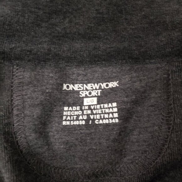 Jones New York Sport Velour Jacket Sweatshirt Large Gray Full Zip Pockets - Picture 12 of 12